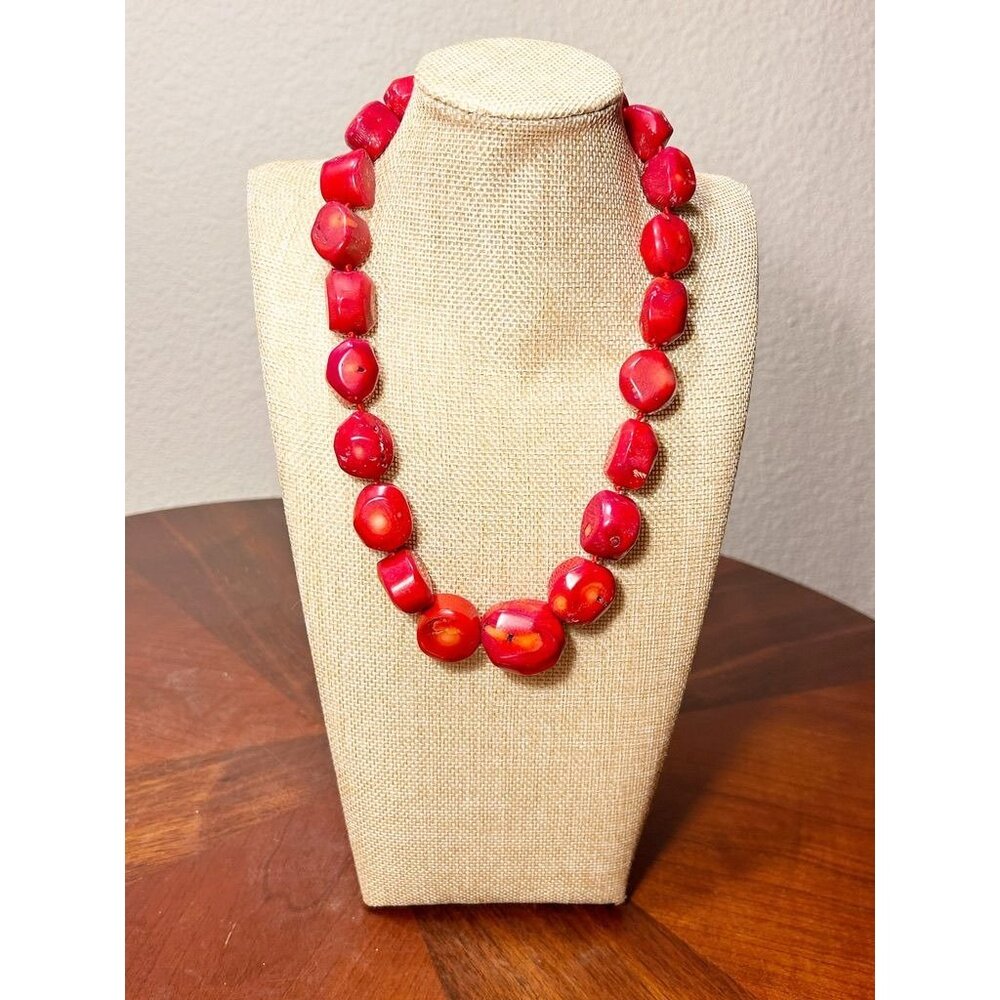Lucas Lameth LUC Hand Knotted Chunky Red Coral / Sterling Silver Necklace